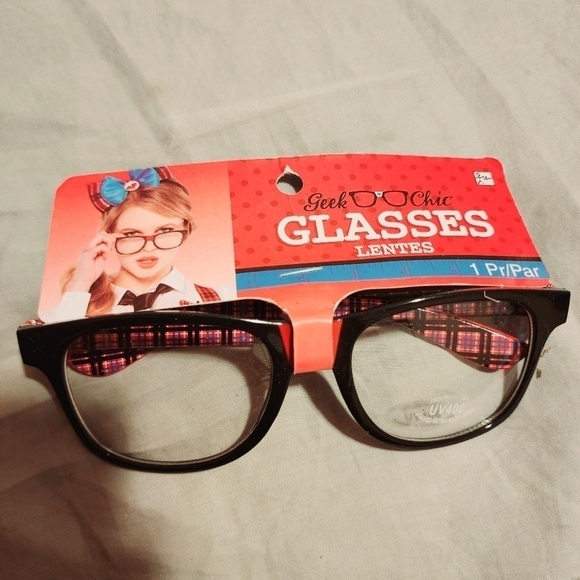 Geek Chick Nerd Halloween Costume Cosplay Headband Bowtie Glasses Pocket Protect - Picture 4 of 11